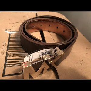 Michael Kors Authentic Women MK Plaque Logo Belt